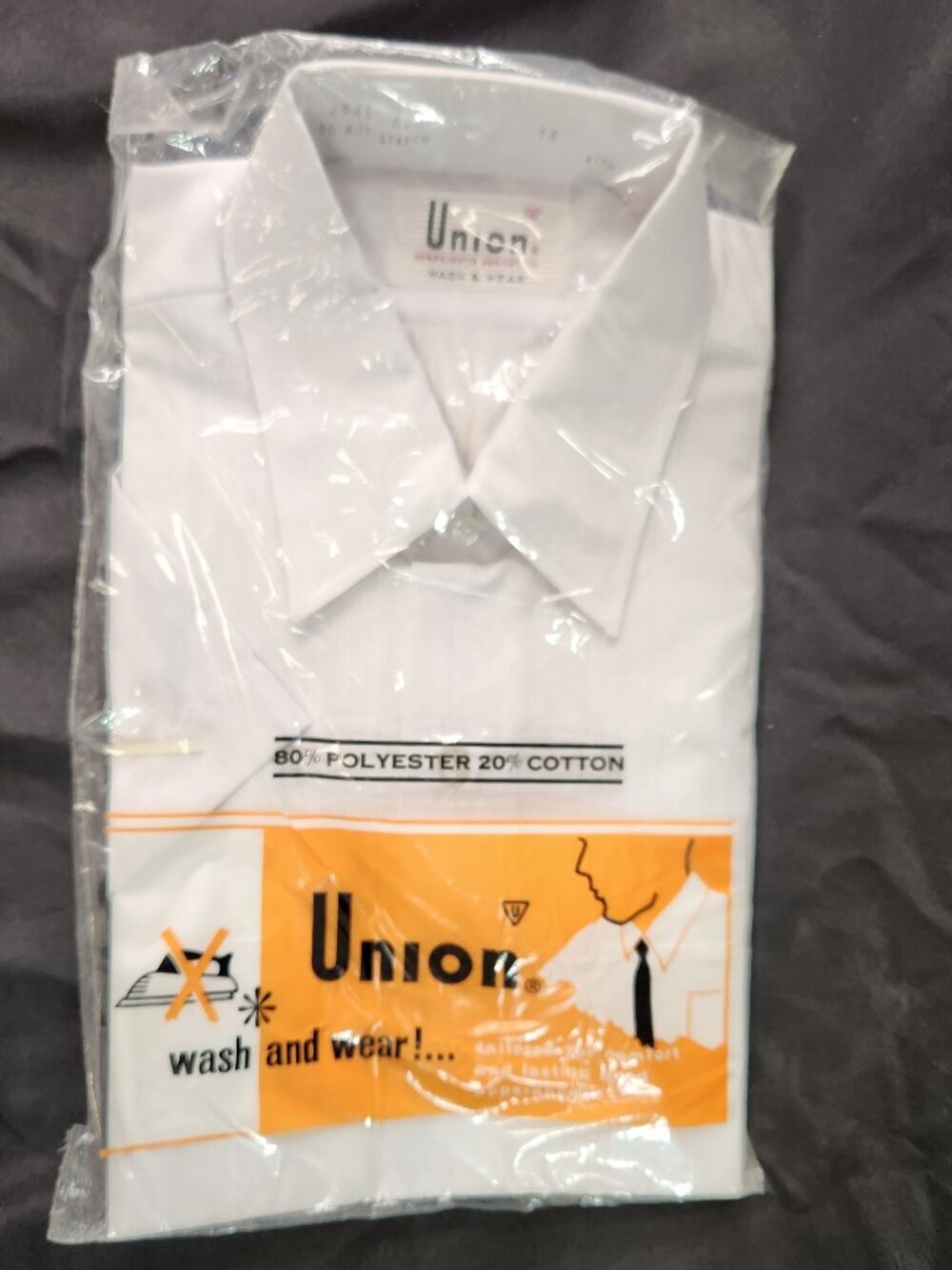 Vintage Union Wash & Wear Mens White Collared Shirt Size 15 NOS